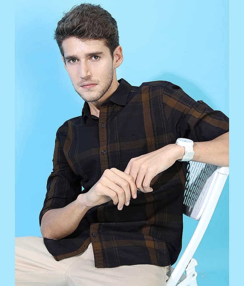Highlander 100% Cotton Slim Fit Checks Full Sleeves Men's Casual Shirt - Multicolor ( Pack of 1 )