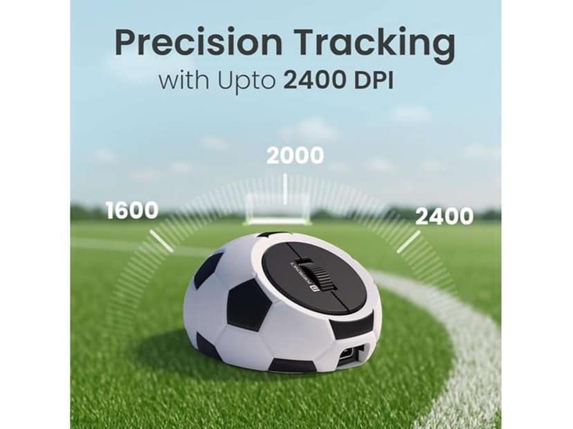 Portronics ToadPlay Football Mini Wireless Bluetooth Mouse with Dual Wireless Connectivity (BT + 2.4 GHz), Rechargeable Battery, Noise-Free Clicking, Multi-Device Pair, Adjust Sensitivity view 2