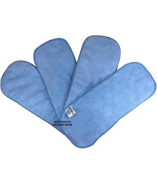 SOFTSPUN Microfiber 4 Layer Baby Pocket Diaper Inserts, Pack of 4 Small Size (Sky Blue) Age 0-3 Months, Washable, Reusable Ultra Absorbent, Super Soft & Comfortable for Babies Skin of Newborn Baby.