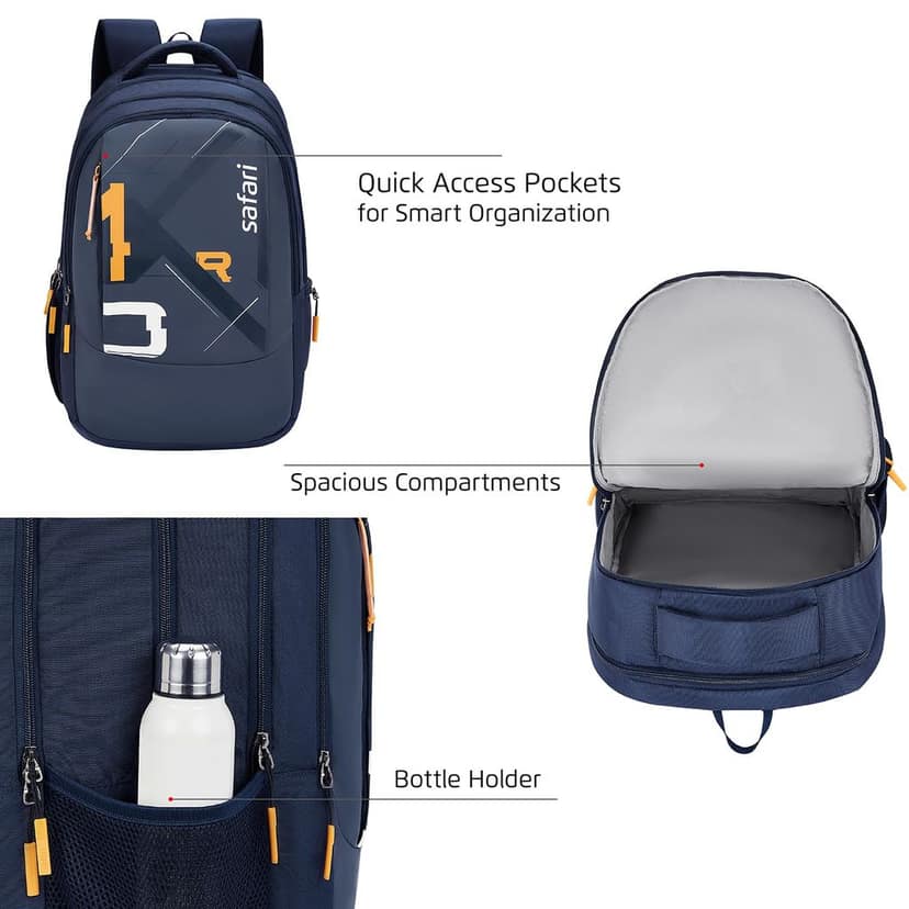 38L Printed Laptop Backpack with Raincover, 4 Compartments, Bottle Holder, Organizer, School & College Bag for Boys and Girls, Office & Travel Bag for Men and Women view 2