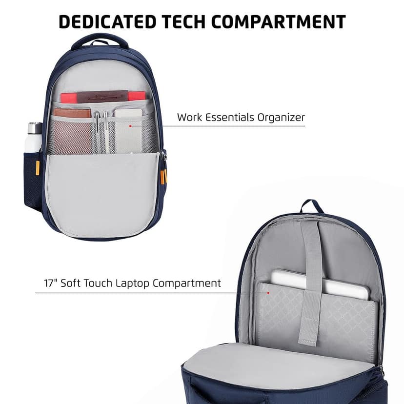 38L Printed Laptop Backpack with Raincover, 4 Compartments, Bottle Holder, Organizer, School & College Bag for Boys and Girls, Office & Travel Bag for Men and Women view 3