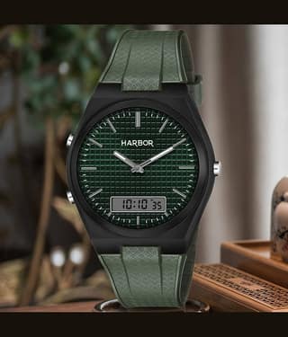 Harbor Green PU Analog-Digital Men's Watch
