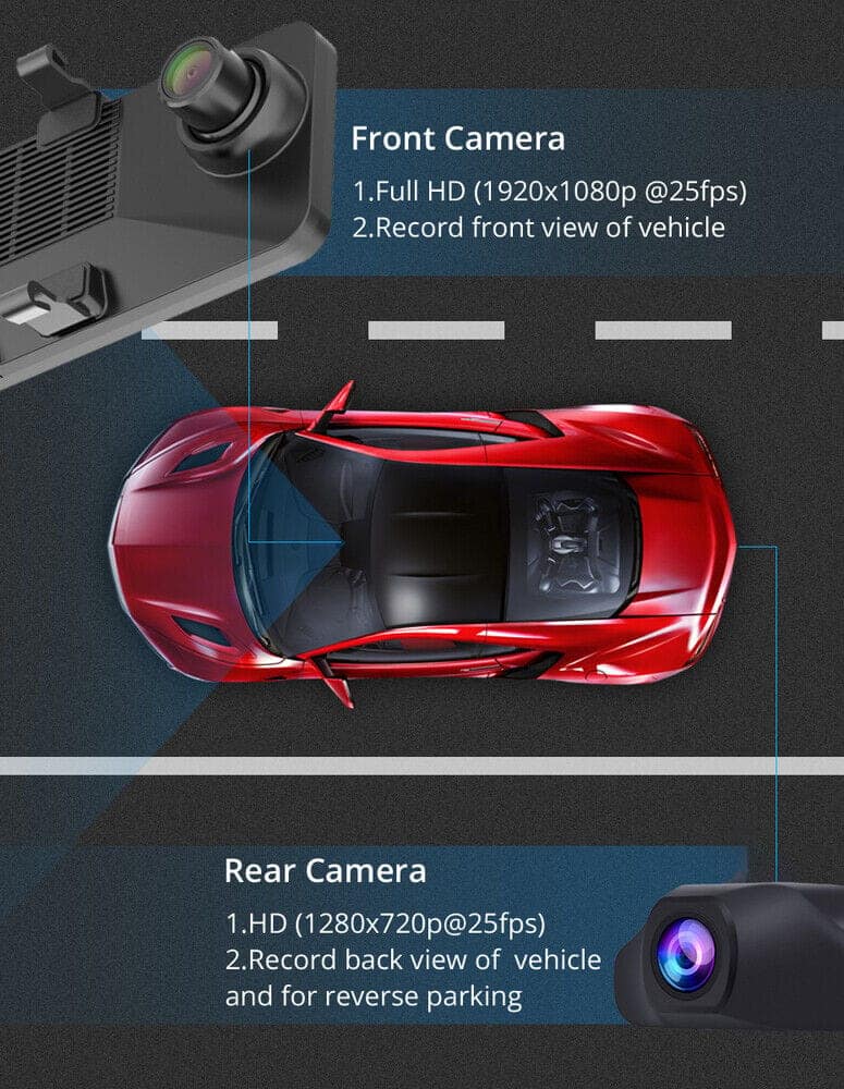 AUSHA Full HD Dual Dash Camera D4 | 12″ Touch Screen, ADAS, GPS & 4G SIM Support view 10