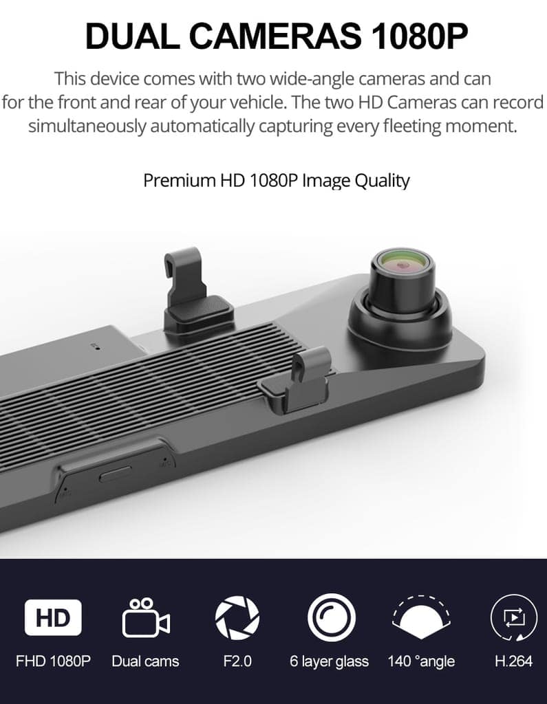 AUSHA Full HD Dual Dash Camera D4 | 12″ Touch Screen, ADAS, GPS & 4G SIM Support view 4