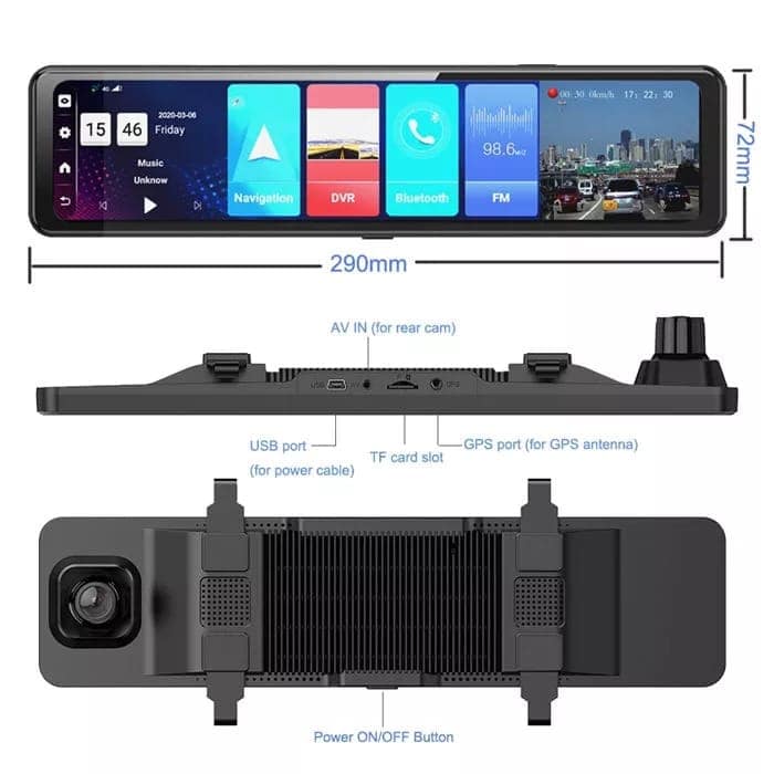 AUSHA Full HD Dual Dash Camera D4 | 12″ Touch Screen, ADAS, GPS & 4G SIM Support view 7