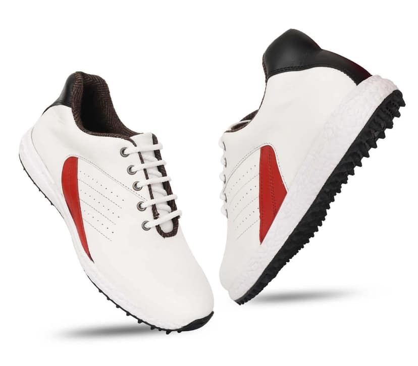 HITCARO Men Genuine Leather Lace-up Professional 100% Waterproof Premium Gold Golf Shoes