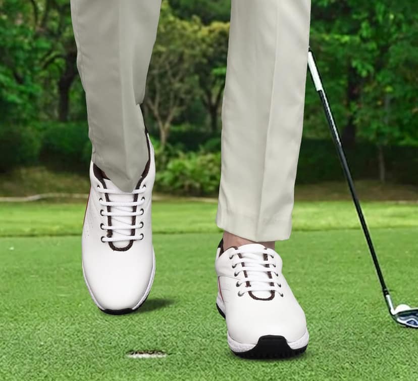HITCARO Men Genuine Leather Lace-up Professional 100% Waterproof Premium Gold Golf Shoes view 4