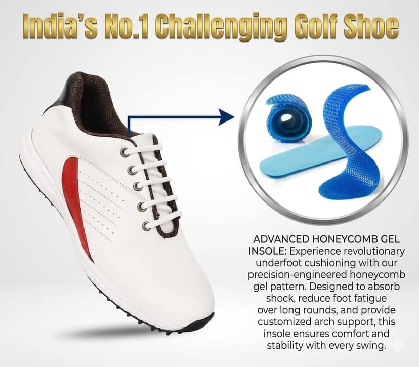 HITCARO Men Genuine Leather Lace-up Professional 100% Waterproof Premium Gold Golf Shoes view 5