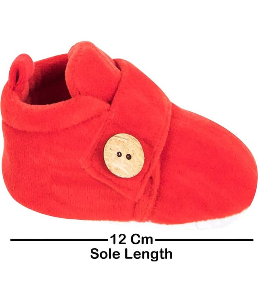 Neska Moda Baby Boys & Baby Girls 6 To 9 Months Velvet Booties (Red) -BT784 view 2