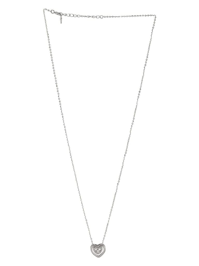 925 Sterling Silver Zircon Studded Heart Shaped Minimal Pendant Necklace & Chain view 5