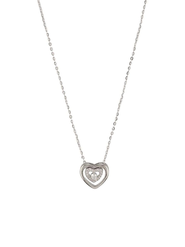 925 Sterling Silver Zircon Studded Heart Shaped Minimal Pendant Necklace & Chain view 6