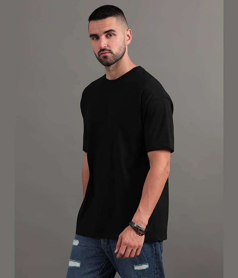 Paul Street Pack of 1 100% Cotton Slim Fit Men's T-Shirt ( Black ) view 3
