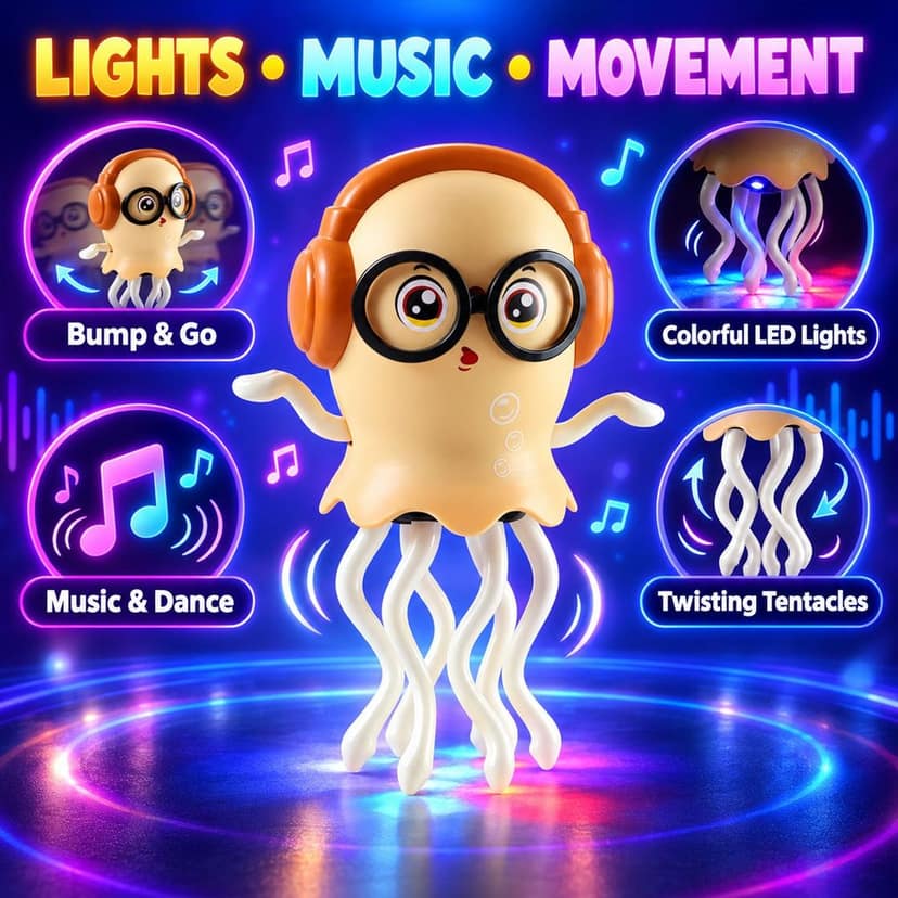 Musical Dancing Jellyfish Toy with LED Lights and Moving Tentacles (1 Pc) view 3