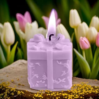 SS Enterprise Organic Soy Wax Scented Aromatic Fragrance Gift Shape Candle, Smoke-Free Pillar Candle, Pack of 1, Purple