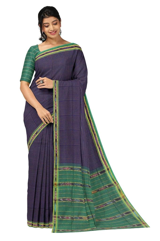 APCO Handloom (A Andhra Pradesh Govt Emporium)- Women's Traditional Pure Handloom Bandar/Polavaram Blue Cotton Saree | PBS0009