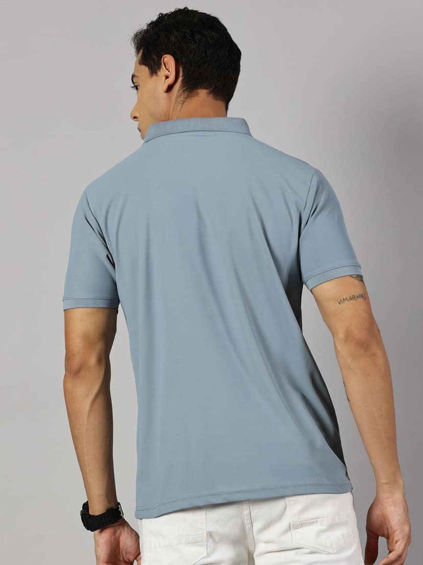 Dry-fit Grey Striped Polo view 3