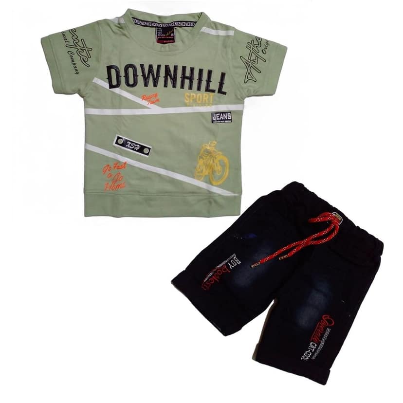 Baby Boy Dress Cotton Half Sleeve Round Neck T-Shirt & Short Jeans