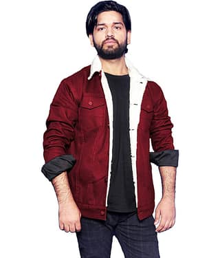 52dealz Cotton Blend Men's Denim Jacket - Maroon ( Pack of 1 )
