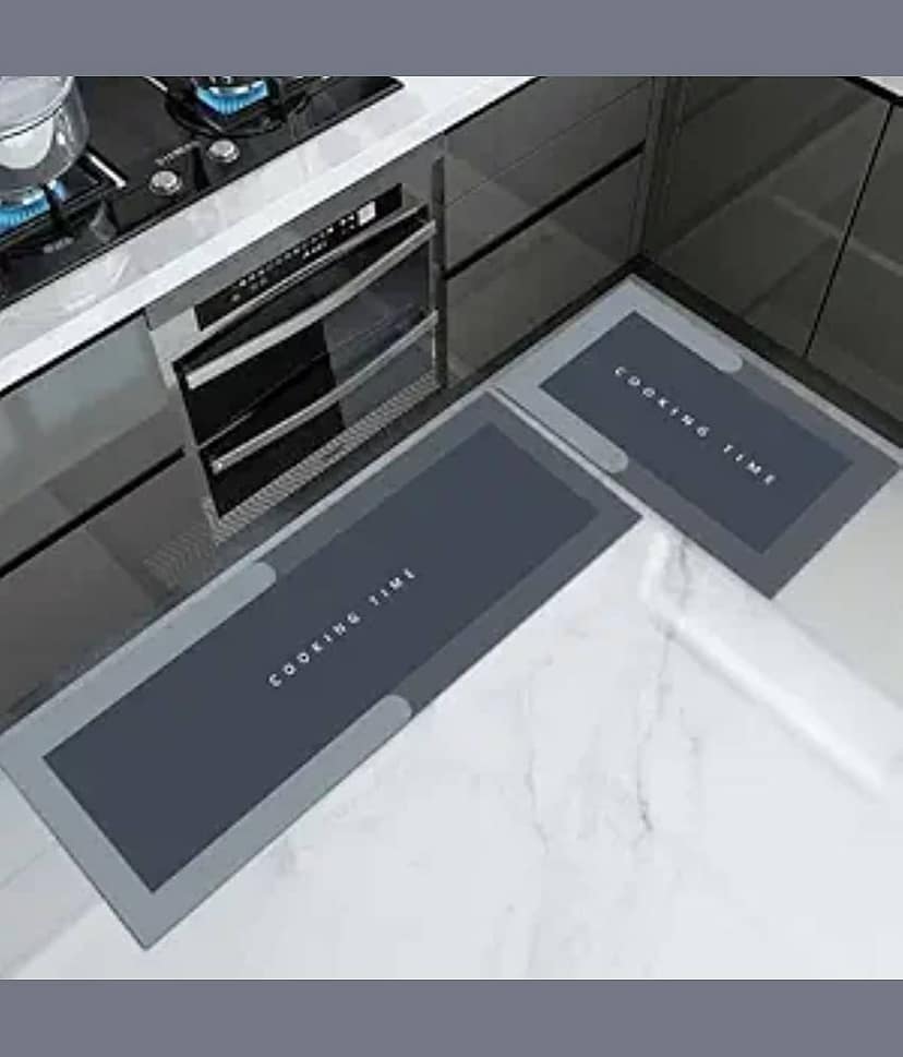 THRIFTKART Gray Rubber Rectangular Floor Mat ( Pack of 2 )