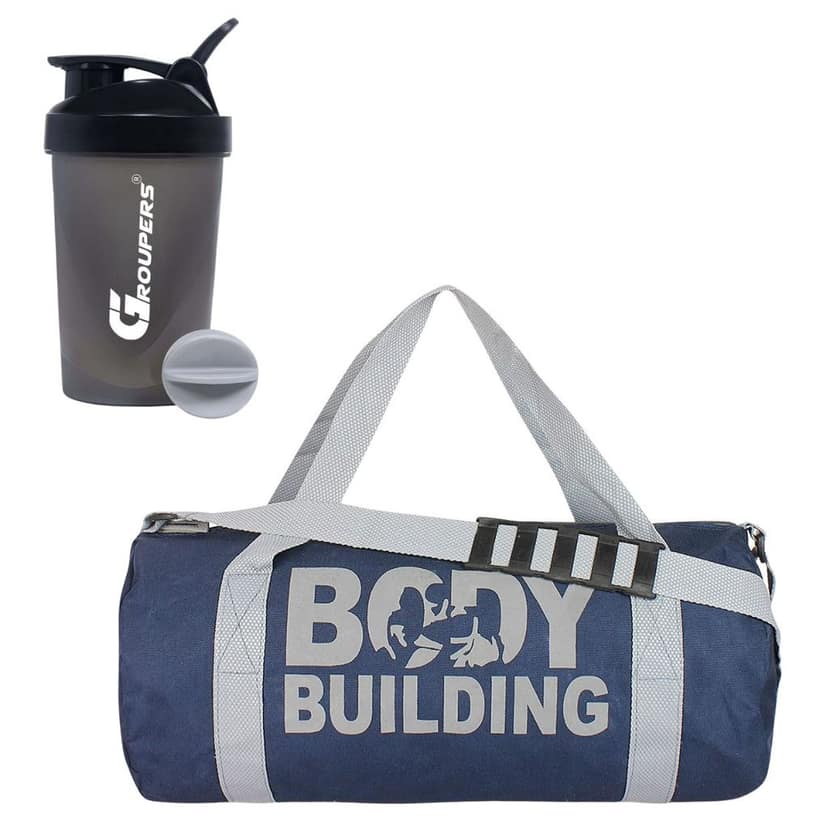 GROUPERS Duffle Canvas Bag with Shaker Bottle-400ml
