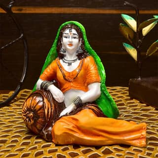 Tabassum Bandnani Handicrafts - India Handcrafted Polyresine Rajasthani Lady in Resting Posture for Home Decor
