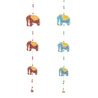 DECOREER Wooden Elephant Wall Hanging Set of 2