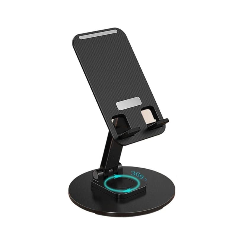 360° Rotation Adjustable Mobile Holder & Foldable Tablet Stand for Desk, Universal Height Angle Adjustable Phone Stand for Office & Travel (Black) view 8