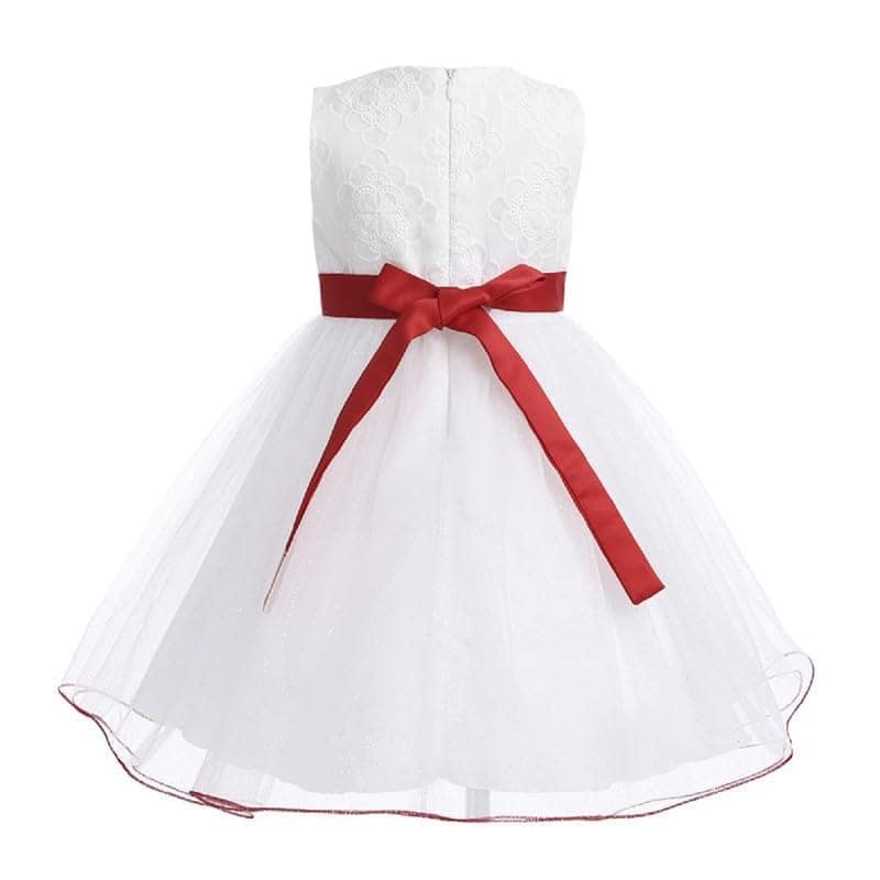 Wish littlle Baby Girl's White Flower Net A-Line Fit and Flare Knee Length Dress view 2