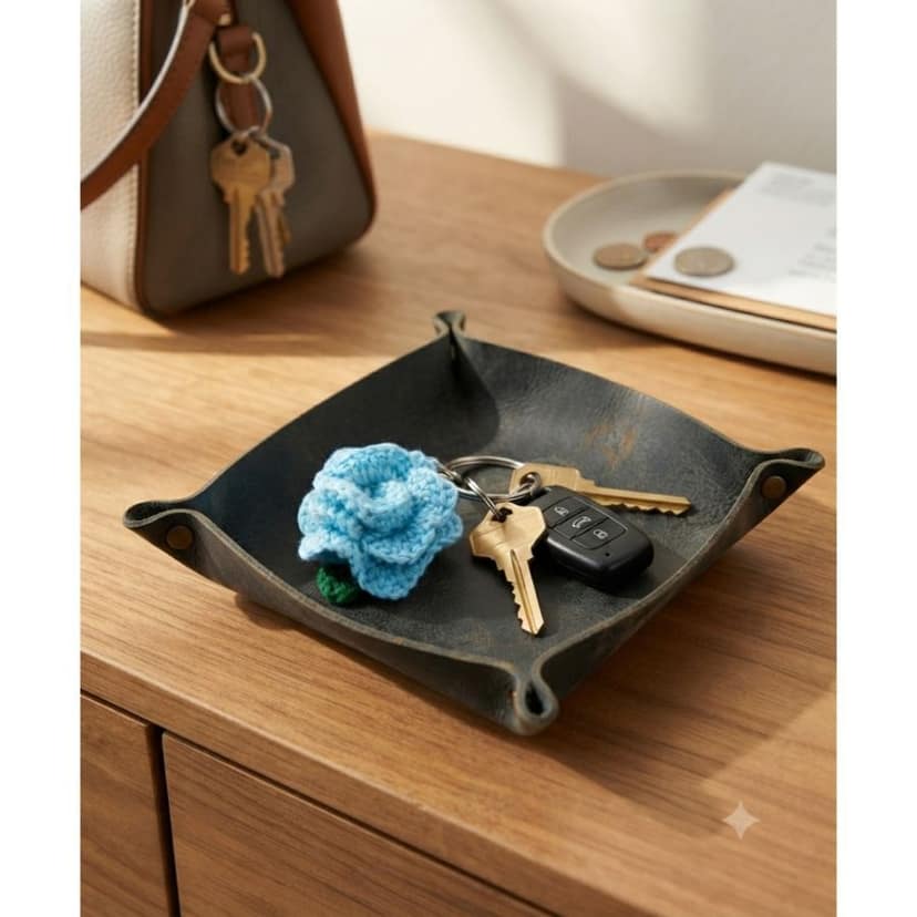 Handcrafted Crochet Flower Keychain view 2