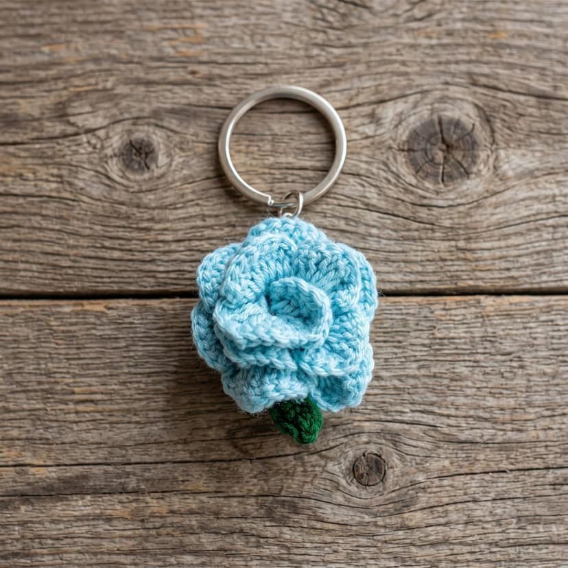 Handcrafted Crochet Flower Keychain view 4