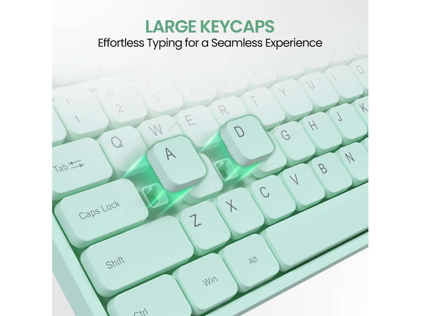 Portronics Ki-Pad 3 USB Wired Keyboard with Large Keycaps, Noise-Free Typing, Fn Multimedia Hotkeys, Full-Size Layout with Num Pad, Ergonomic Design, 1.5m USB Cable, for Laptop, PC, Mac - Green view 2