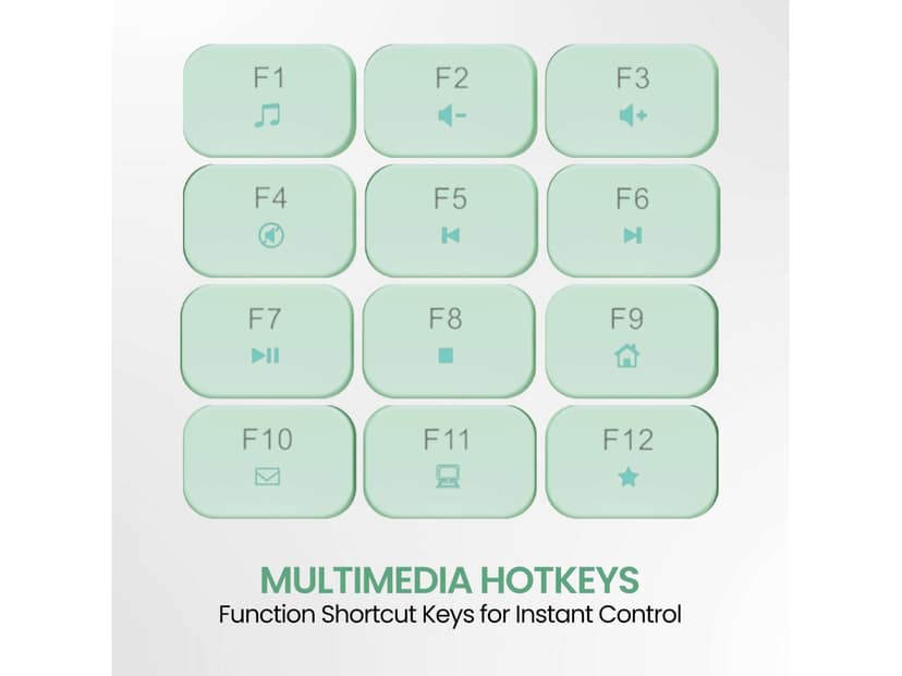 Portronics Ki-Pad 3 USB Wired Keyboard with Large Keycaps, Noise-Free Typing, Fn Multimedia Hotkeys, Full-Size Layout with Num Pad, Ergonomic Design, 1.5m USB Cable, for Laptop, PC, Mac - Green view 4