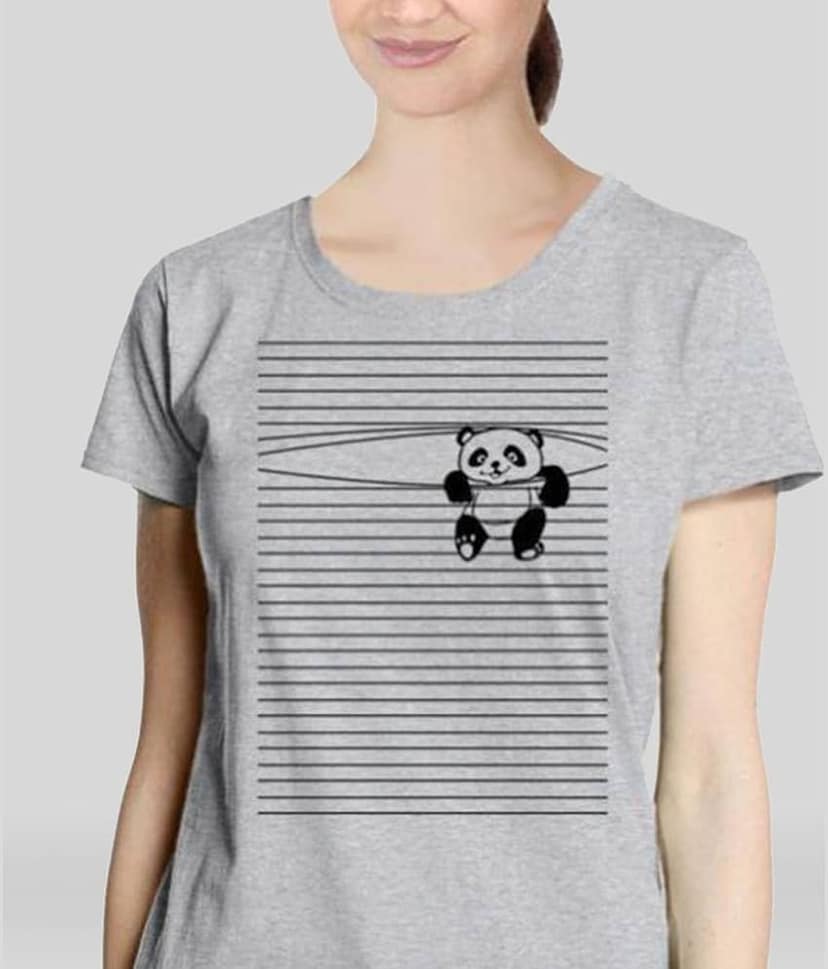 Neo Garments Women Cotton Striped Regular Fit Round Neck T-Shirt ( Grey ) view 2