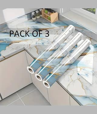3D Wall Sticker Oil Proof and Waterproof, Kitchen Backsplash Sky Gold Stickers Wallpaper for Hotel, Living Room, Wardrobe & Café Walls (60cm x 200cm, Set of 3)