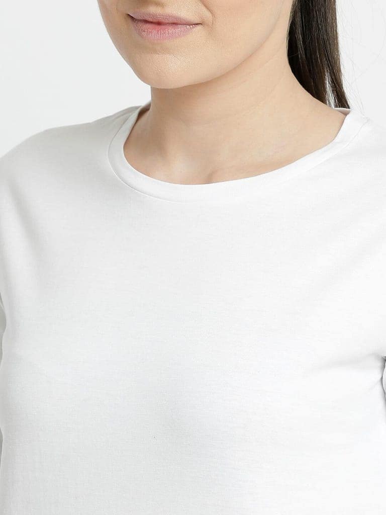 Tany Round Neck Cotton Rich Half Sleeve Solid Regular fit Cottonpoly T-shirt for Women Comfortable soft Breathable Fabric Stretchable for Everyday Use Ideal for Casualwear view 5