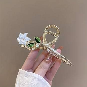 Blubby Gold Floral Metal Hair Claw view 3