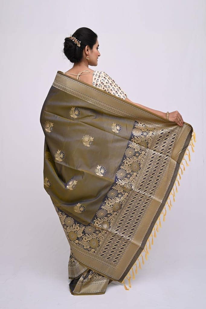 Alluring Sand Taupe Uppada Soft Silk Saree With Modish Design and Flawless Work view 2
