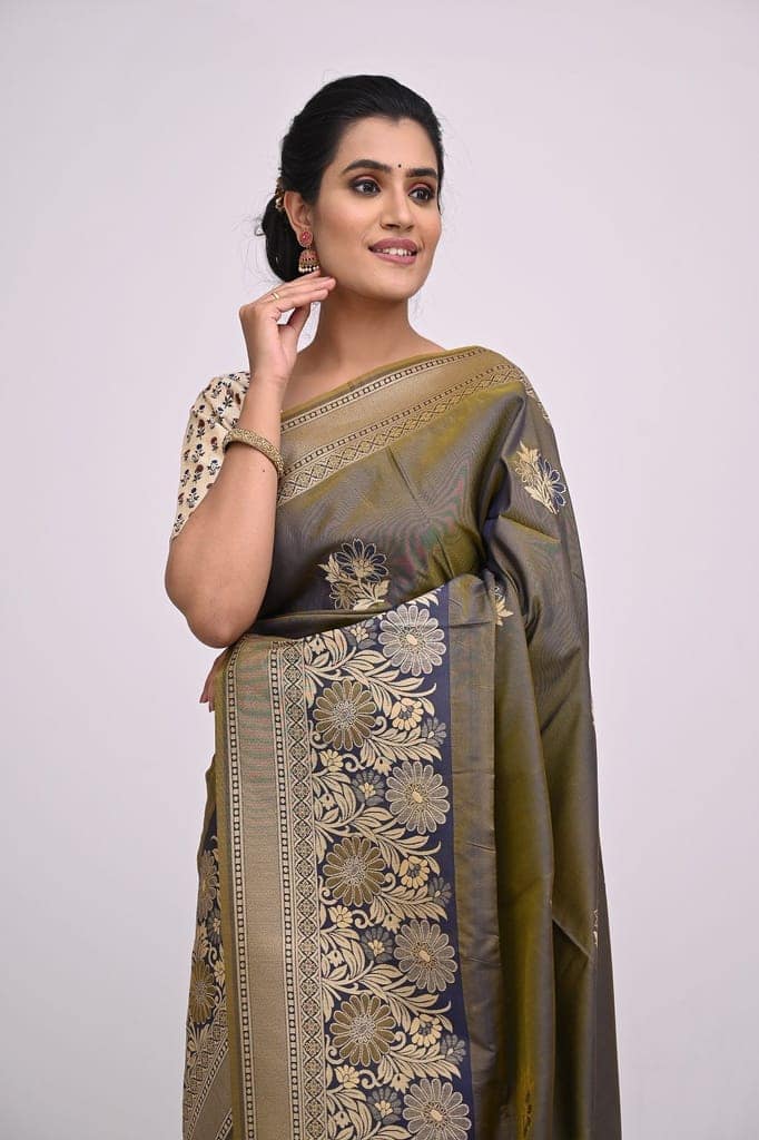 Alluring Sand Taupe Uppada Soft Silk Saree With Modish Design and Flawless Work view 3