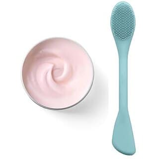 1 PCS Silicone Face Mask Brush Applicator 2 in 1 Soft Bristle Face Scrubber Beauty Tool Portable Facial Cleansing Brush Applicator for Mud Clay Charcoal Mixed Mask DIY Modeling Mask Body Lotion