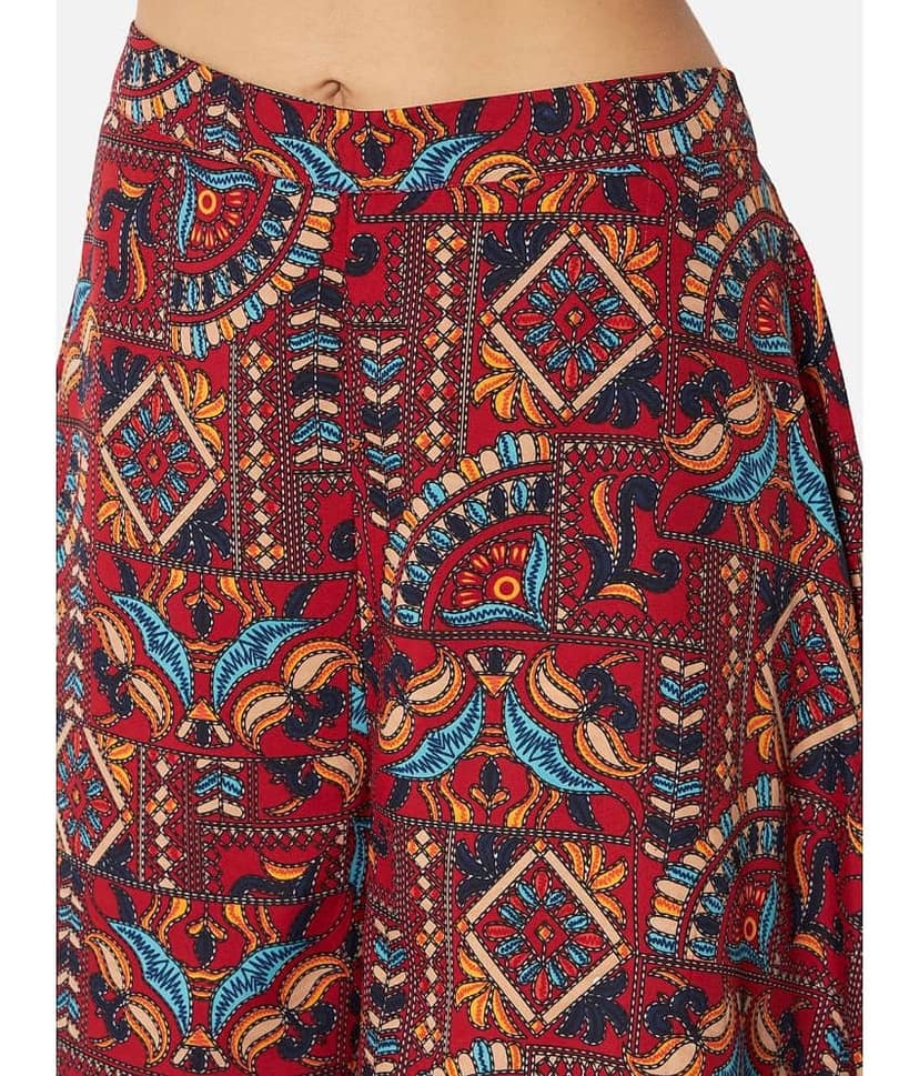 OTIRA Pack of 1 Crepe Flared Women's Palazzos ( Multicolor ) view 2