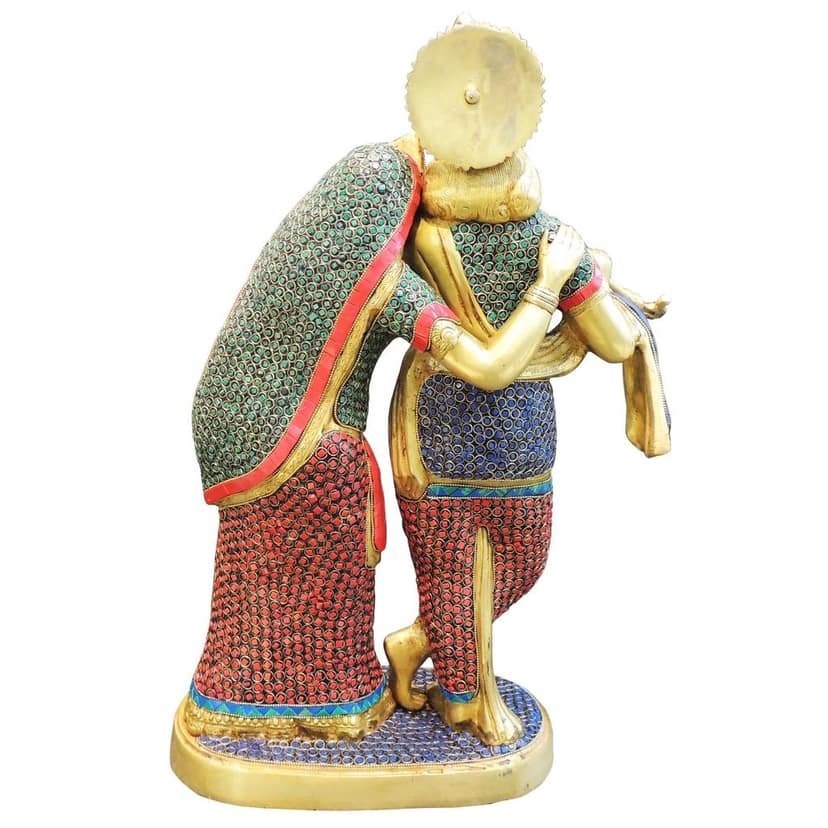Brass Radha Krishna God Idol - Traditional Religious Showpiece, Height : 23 Inch (BSMAS399 P) view 3