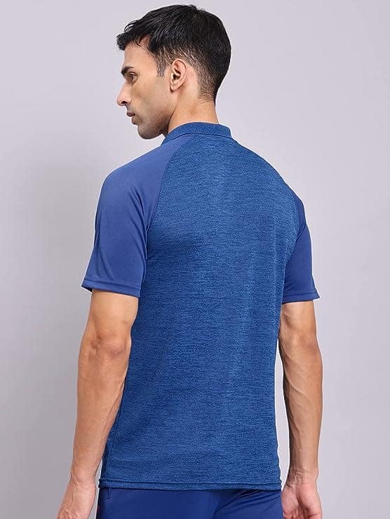 TECHNOSPORT Men's Solid Slim Fit T-Shirt DENIM view 2