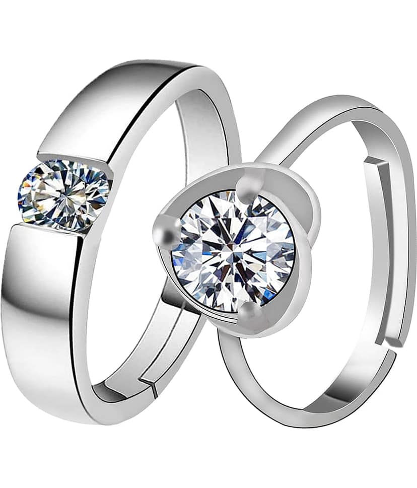 Some One Speical For Couple Ring Valentines Lover Gift Adjustable Silver Plated Couple Ring Set Women And Men