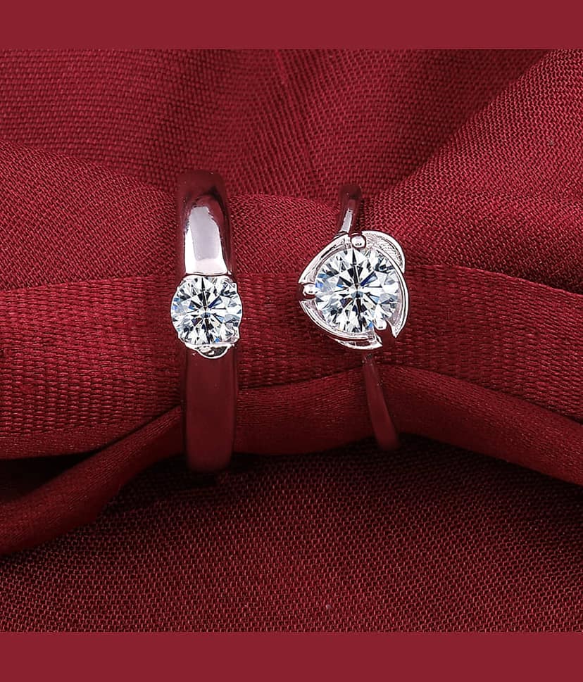 Some One Speical For Couple Ring Valentines Lover Gift Adjustable Silver Plated Couple Ring Set Women And Men view 2
