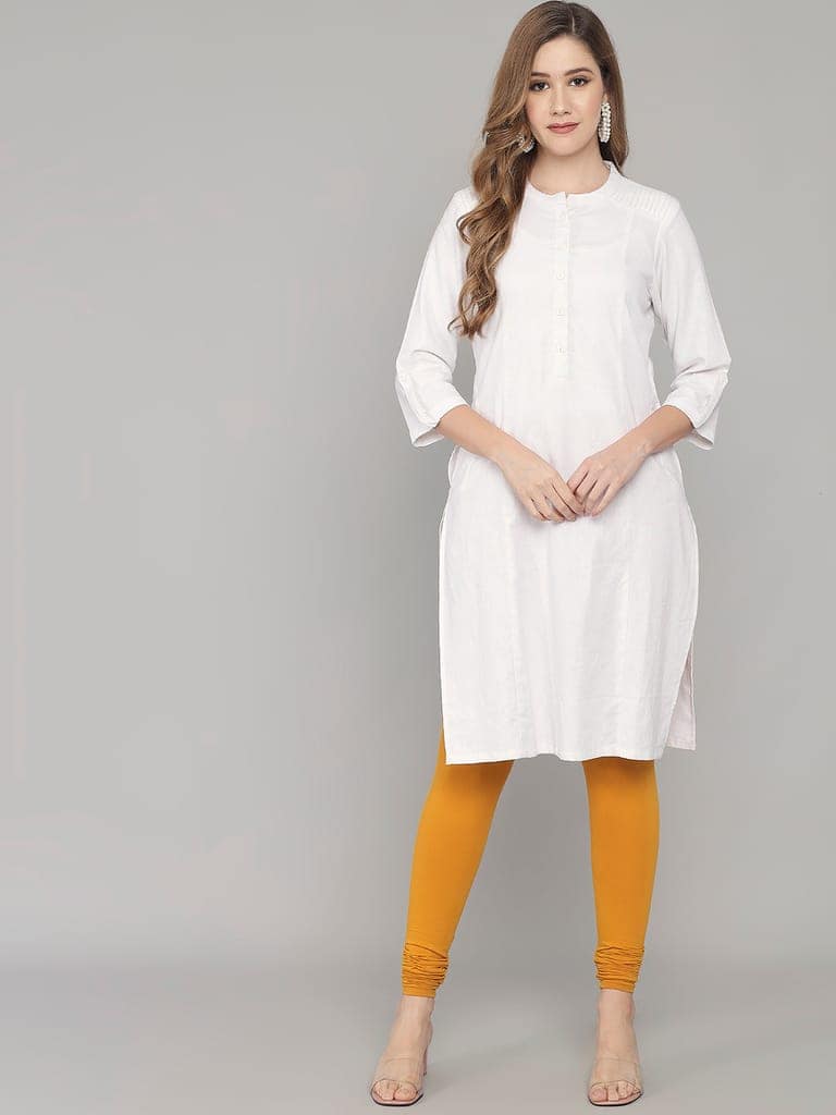 SOFT COLORS Women's Skinny Fit Ethnic Wear Churidar Leggings (Mustard) view 8