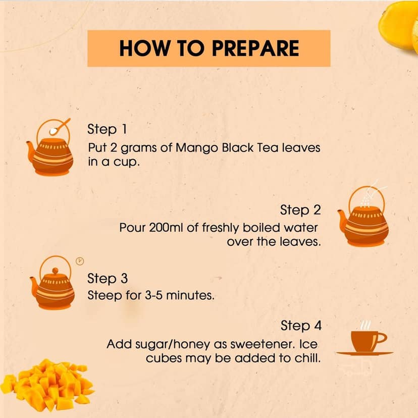 Golden Tips Healthy/Natural and Organic Mango Flavour Loose Leaves Black Tea Tin Can (100 Gram, 50 Cups) view 4