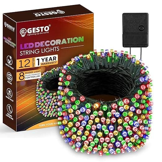 Multicolor Serial String Led Light with 8 Modes Changing Controller - Waterproof Serial Lights for Decoration Long | for Home,Diwali Decoration, Christmas,Patio Garden(12 Meter | Pack of 1)
