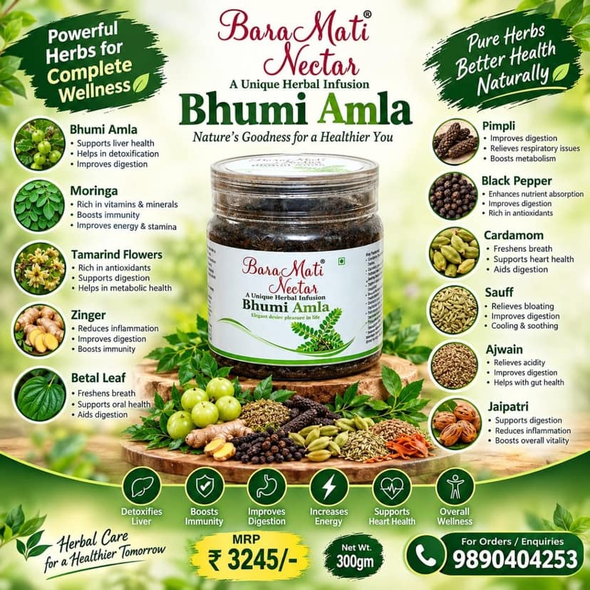 BaraMati Nectar Bhumi Amla Herbal Infusion | Liver Support & Detox | Daily Wellness