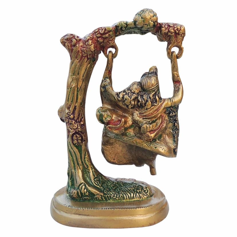 Brass Radha Krishna Idol With Tree - Decorative God Statue, Height : 7 Inch (BSMAS1256 C) view 3