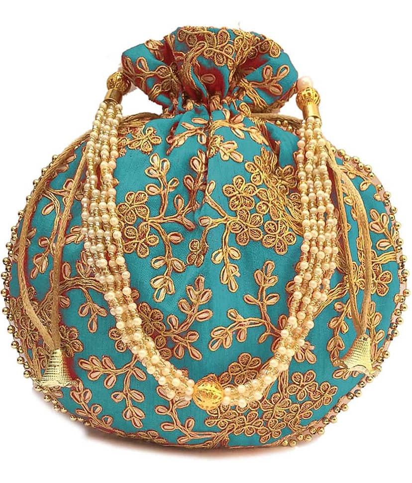 Bulbul Light Blue Silk Potli